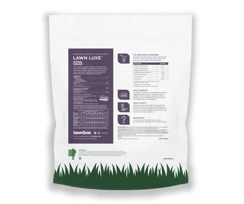 Vista 2 de Lawnbox Lawn Luxe 7-0-7 - Fertilizante de hierba de verano 100% orgánico, 14 libras, cubre bolsas de 2,500 pies cuadrados