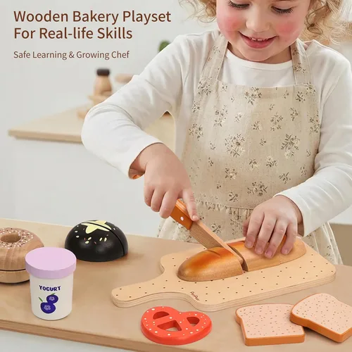 Vista 3 de PairPear Comida de madera para la cocina de los niños, juego de simulación