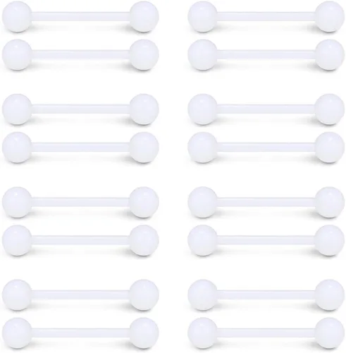 Vista 6 de Ruifan Piercing para pezón recto de acrílico flexible Bioflex 14G 9/16 pulgadas, 14-30 unidades 16 piezas - negro