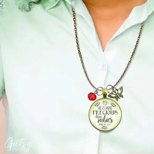 Vista 15 de Gutsy Goodness Collar inspirado en la mujer de la fe, colgante hecho a mano con mensaje de esperanza