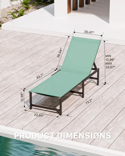 Vista 2 de Tumbona de aluminio para patio al aire libre, verde