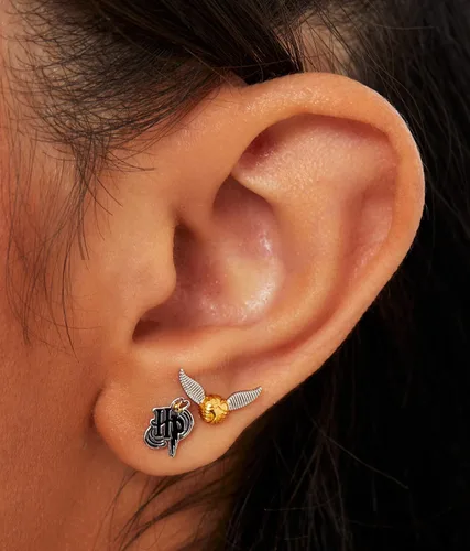 Vista 2 de Harry Potter Earring Sets 2 Pair Gold Plated Silver Plated Studs - Deathly Hallows and Lighting Scar HP and Golden Snitch Deathly Hallows and Glasses