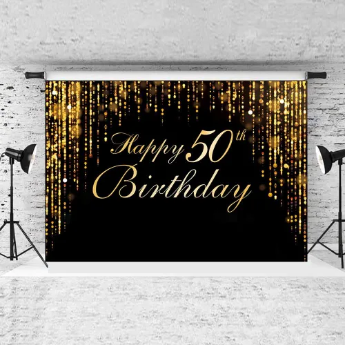 Vista 6 de Pancarta de Feliz 30º Aniversario - Póster de Fotografía Negro Dorado para Decoración de Bodas y Fiestas de Cumpleaños