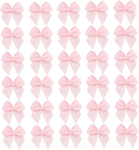 Vista 10 de 7Rainbows, 50 lazos de mini cinta de satén negro con flores y apliques para manualidades DIY, para costura, álbumes de recortes, boda y regalo