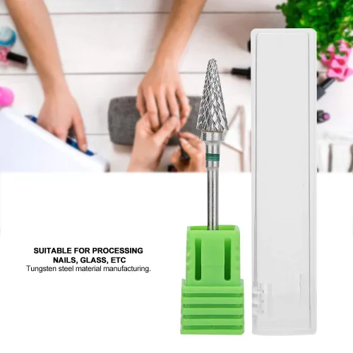 Vista 2 de Pongnas Broca de uñas de acero de tungsteno, brocas de manicura para manicura y pedicura eléctrica, accesorios de cabeza de molienda (verde)