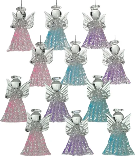 Vista 9 de Juego de 6 adornos de ángeles para árbol de Navidad, Pascua, bautismo y baby shower, mini adornos colgantes de 2 pulgadas para decoración del hogar