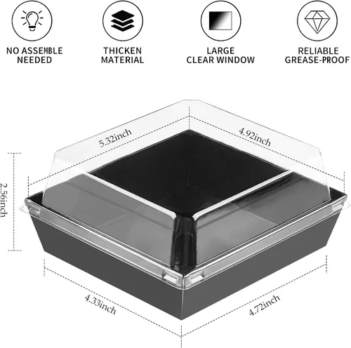 Vista 2 de Ocmoiy Cajas pequeñas de charcutería con tapas transparentes, recipientes de papel desechables para alimentos para llevar, cajas de postre