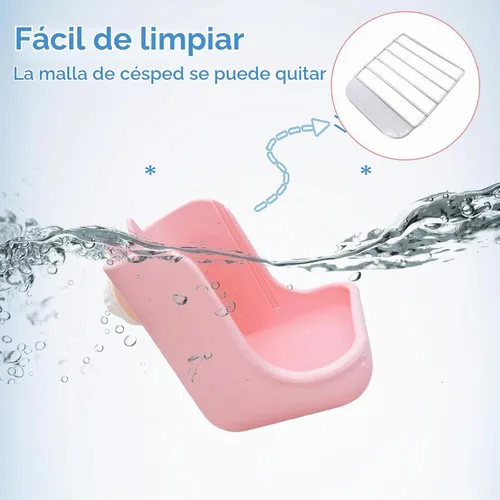 Vista 6 de Hamiledyi 2 unidades de comederos de heno para conejos, cuencos 2 en 1, soporte doble de alimentación para conejos, suministros de alimentos