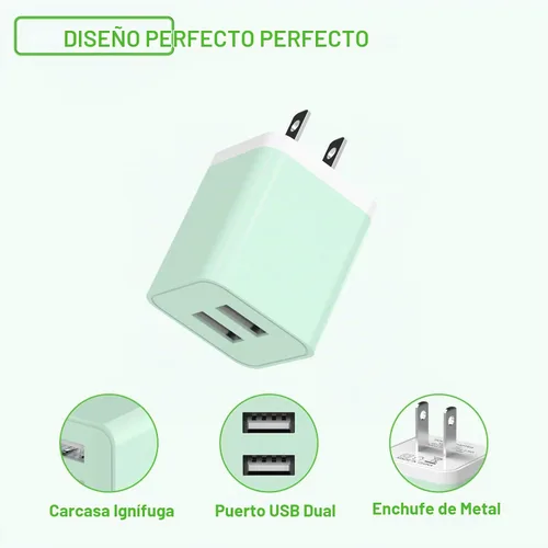Vista 5 de iGENJUN Paquete de 5 cargadores para iPhone [certificado MFi], adaptador de bloque de cargador de pared USB de doble puerto con cable Lightning de 6