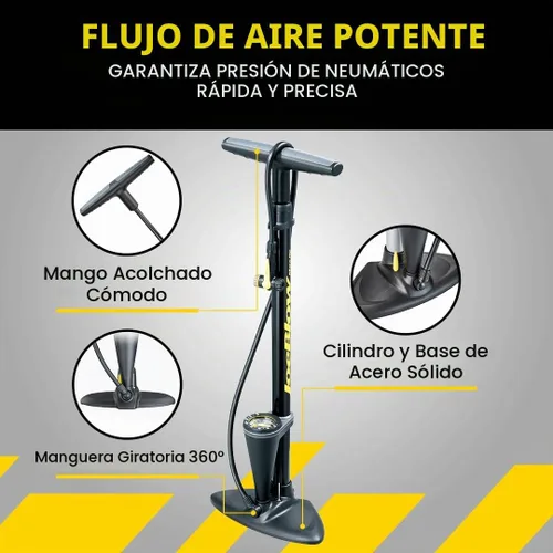 Vista 6 de Topeak JoeBlow Max Hp Bomba de piso para bicicleta, 160 Psi/11 Bar, TwinHead, se adapta a válvulas Presta, Schrader y Dunlop