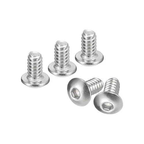 Vista 7 de uxcell #2-56x1 Tornillos con cabeza de botón y muesca hexagonal, 50 unidades de pernos hexagonales de acero inoxidable 304, tornillos allen de rosca