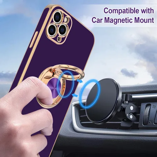 Vista 5 de Hython Funda para iPhone 11 Pro Max con soporte de anillo [soporte de anillo giratorio de 360° con soporte magnético]