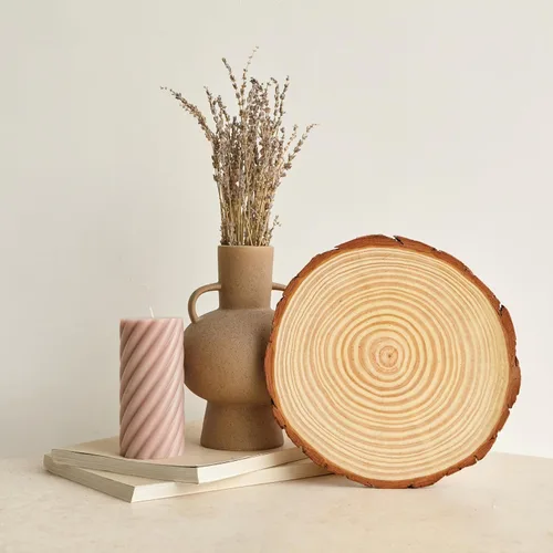Vista 7 de Elan Rebanadas de madera de 9.5 a 10.5 pulgadas de diámetro, 6 piezas, rebanadas de madera natural sin terminar para centros de mesa, discos