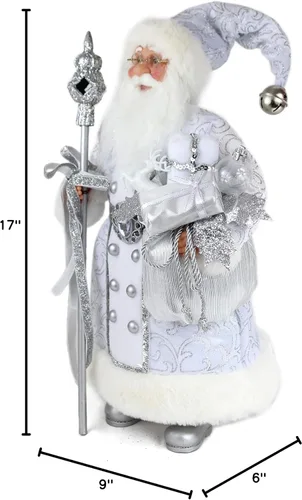 Vista 9 de Windy Hill Collection 16 "pulgadas de pie brillante plata Santa Claus Navidad figura decoración 169130