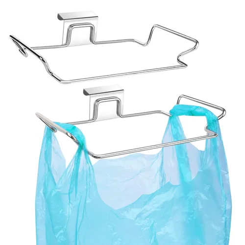 Vista 10 de Soporte Grande de Acero Inoxidable para Bolsas de Basura para Puertas y Armarios de Cocina, Negro