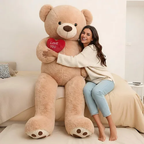 Vista 8 de Meooeck - Oso de peluche grande y grande, bonito regalo de felpa para novia, esposa, amante, aniversario de cumpleaños (lazo, 4 pies, morado)