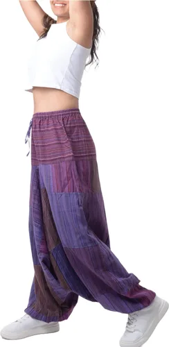 Vista 2 de PEACH PEBBLE Pantalones Harem 100% algodón, pantalones bohemios de yoga hippie