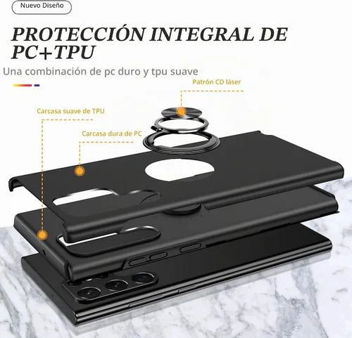 Vista 4 de Funda para Samsung Galaxy S22 Ultra, S22 Ultra con protector de pantalla de TPU flexible autorreparable [2 unidades], funda invisible de grado YX