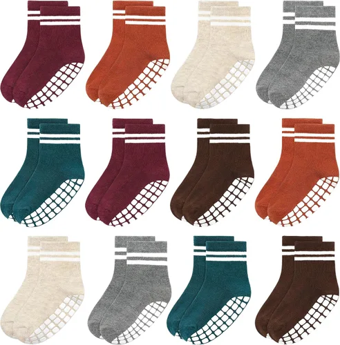Vista 12 de Tphon Calcetines para Niños Pequeños, Calcetines Antideslizantes para Bebés para Niños y Niñas, 12 Pares de Calcetines para Niños Infantes de 6M-10