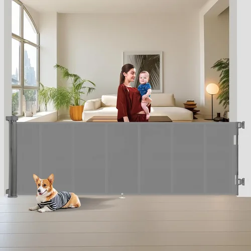 Vista 8 de Miumoon - Puertas retráctiles reforzadas de 200 pulgadas para bebé, 42 pulgadas de alto Gris
