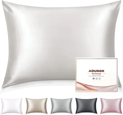 Vista 32 de Adubor Funda de almohada 100% de seda, fundas de almohada de seda de morera, 22 fibras de grado Momme 6A, funda de almohada de seda para la salud