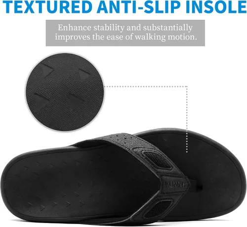 Vista 6 de Sandalias ortopédicas para hombre con soporte de arco para fascitis plantar, pies planos, para interiores y exteriores, sandalias de playa