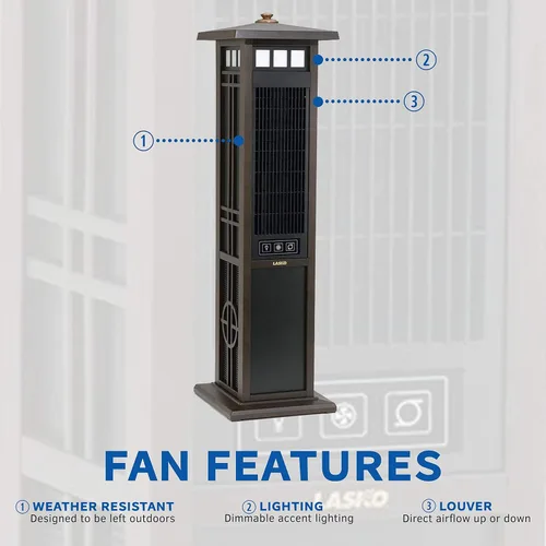 Vista 3 de Lasko 4890 ventilador en torre elegante, para exteriores