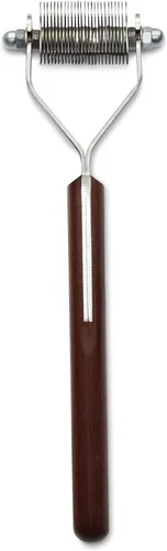 Vista 8 de Mars Coat King Original Dematting Undercoat - Rastrillo de aseo para perros y gatos, acero inoxidable con mango de madera, fabricado en Alemania, 20