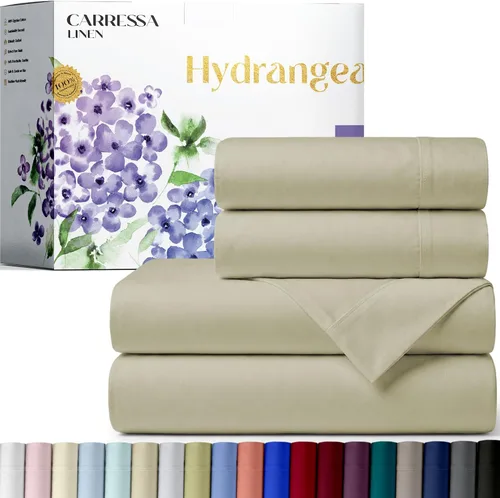 Vista 10 de Carressa Linen - Juego de sábanas 100% algodón de 600 hilos