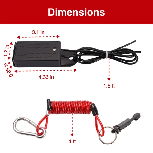 Vista 4 de Interruptor de Separación para Remolque con Cable En Espiral de 4 Pies, Interruptor de Freno Eléctrico Usado para Remolque de RV