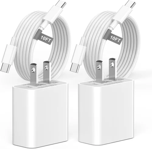 Vista 12 de Matsusho Cargador para iPhone 17, 16, 15, carga rápida, 10 pies, paquete de 2 cargadores de pared USB C de 20 W con cable de carga tipo C de 10 pies