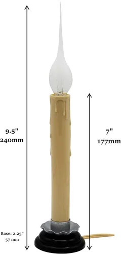 Vista 3 de Creative Hobbies Lámpara de vela eléctrica rústica de 7 pulgadas con interruptor de encendido/apagado, cable marfil de 5 pies, base de metal