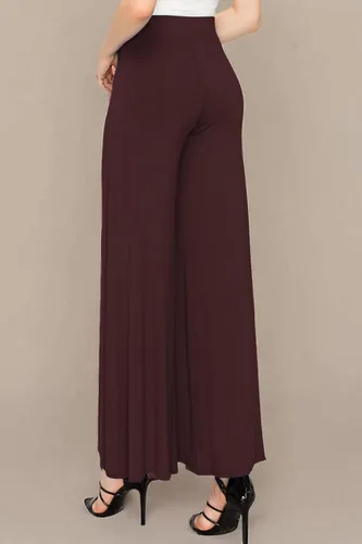 Vista 99 de Made By Johnny Pantalones palazzo elásticos de pierna ancha para mujer, lisos, casuales, cómodos