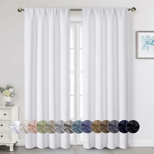 Vista 202 de Cortinas opacas para dormitorio, sala de estar, juego de 2 paneles de 54 pulgadas de largo, cortinas de oscurecimiento de habitación con aislamiento