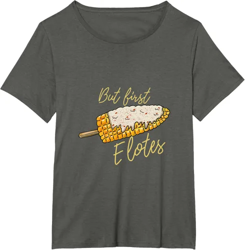 Vista 11 de But First Elotes Corn on the Cob - Camiseta divertida para amantes de la comida mexicana, Negro, S