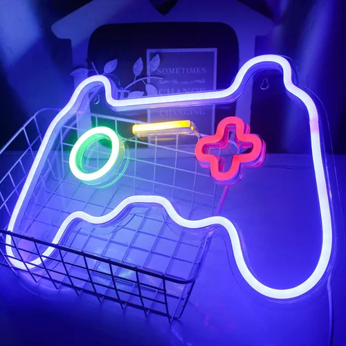 Vista 6 de Letreros LED de neón, con forma de gamepad para decoración de habitación de jugadores, decoración de pared de dormitorio, letrero de neón