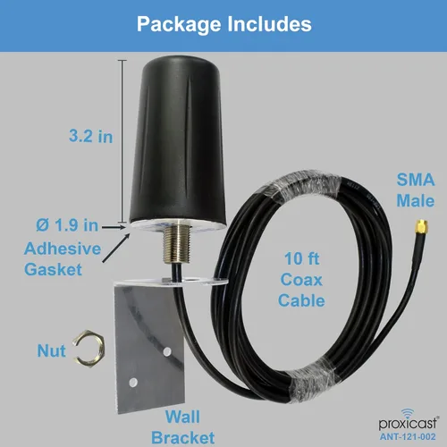 Vista 7 de Proxicast Antena de montaje de tornillo omnidireccional 4G/5G resistente al vandalismo de bajo perfil – Cable coaxial de 10 pies – para Cisco 1