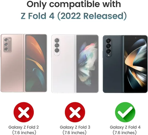 Vista 2 de Ruky - Funda para Galaxy Z Fold 4 con protección de bisagra, color negro Fundas de cuerpo completo con soporte magnético y protector de pantalla