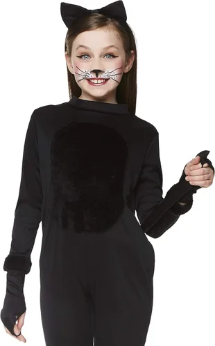 Vista 4 de Disfraz de gato para niña, para Halloween, accesorio de fiesta de disfraces, extragrande, negro