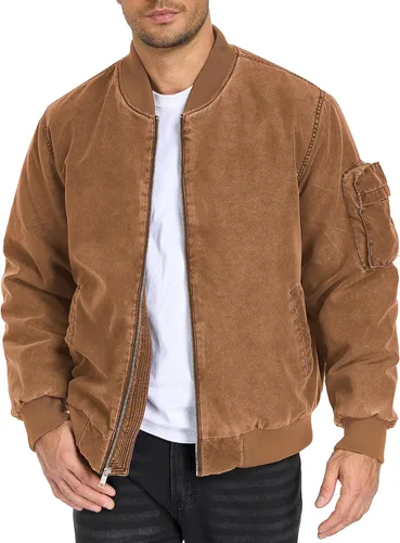 Vista 2 de Oymyakon Chaqueta bomber acolchada para hombre, lavada para otoño e invierno, cálida, chaquetas militares informales, abrigos acolchados