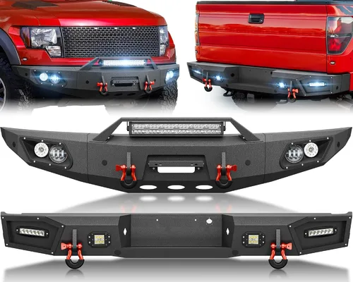 Vista 12 de YZONA Parachoques delantero y trasero compatible con Land Rover Discovery 2 1999-2004 Parachoques Rock Crawler con placa de cabrestante, receptor