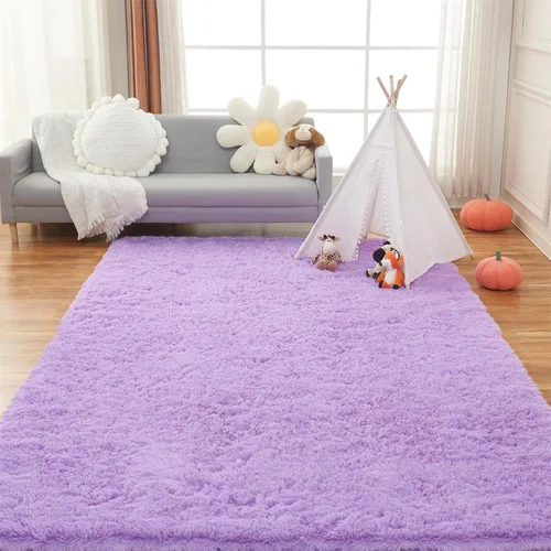 Vista 11 de AMTOVO - Alfombras peludas para sala de estar, alfombra grande de 5 x 7 pies, rosada, esponjosa, de liquidación, alfombra para dormitorio, alfombra