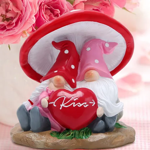 Vista 4 de Hodao Decoraciones de gnomos para el día de San Valentín, hechas a mano, para parejas, gnomos escandinavos, adornos de gnomos de San Valentín