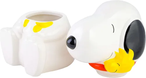 Vista 3 de Peanuts Tarro clásico de galletas Snoopy, recipiente de almacenamiento de cocina de cerámica de 10.7 pulgadas, tarro coleccionable de dibujos