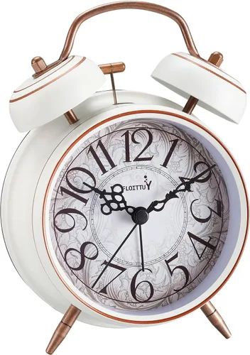 Vista 8 de FLOITTUY Alarma ruidosa para personas que duermen profundamente, 4 pulgadas, retro y a la moda, reloj despertador con campana doble con luz de fondo