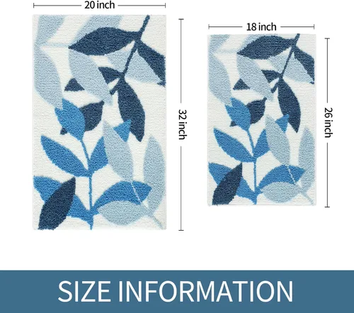 Vista 2 de Gibelle Alfombra de baño azul, antideslizante, fuerte y absorbente de agua, tapete de baño de microfibra de felpa, lavable a máquina, tapete