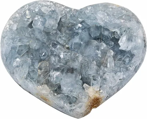 Vista 6 de rockcloud Adorno de escritorio con piedras de cristal azul para decoración de oficina en casa, mineral celestita crudo y cuarzo rosa aguamarina