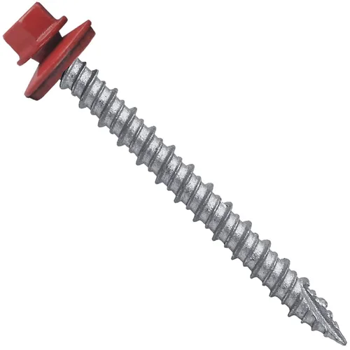 Vista 198 de Tornillos para techos de metal gris ABC 10 x 1 - Cabezal hexagonal - Arandela EPDM - Arandela de arranque automático/roscado - 1 bolsa - 250
