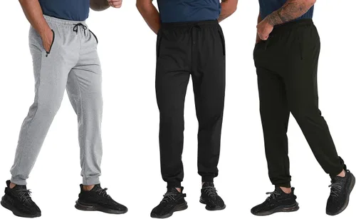 Vista 2 de RPOVIG Pantalones deportivos para correr y entrenar pantalones deportivos para hombre con bolsillos, juego de 3 piezas para correr, gimnasio