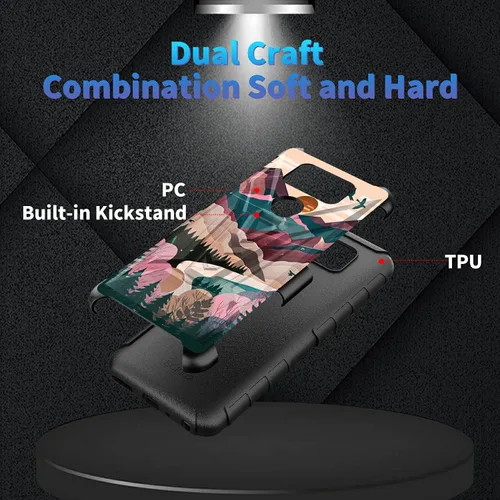 Vista 255 de Funda para AT&T Maestro Max 2021/Cricket Ovation 2 con protector de pantalla de vidrio templado, funda resistente con función atril integrada
